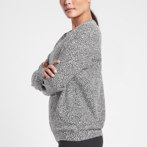 Athleta Studio to Street Printed Black & White Speckled Leopard Sweatshirt - Picture 2 of 6